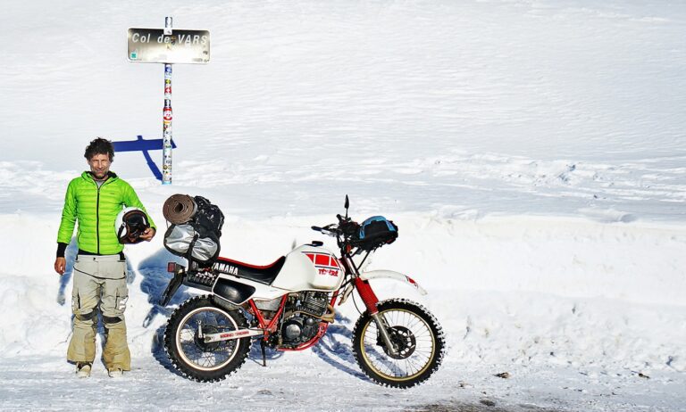UomoMezzo di Danilka Livieri, 2014-02, Fintentreffen, Col du Vars (Francia), Yamaha XT600Z Ténéré